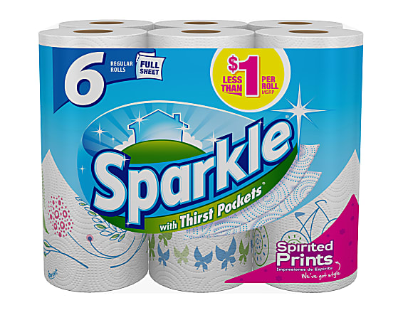 Sparkle ps® Premium Perforated Roll Towels, 1-Ply, 11" x 11", 48 Sheets Per Roll, Pack Of 6 Rolls