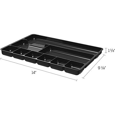 New Black Molded Plastic Under Desk Divided Pencil Drawer Tray on