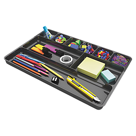 Stationery drawer tray outlet