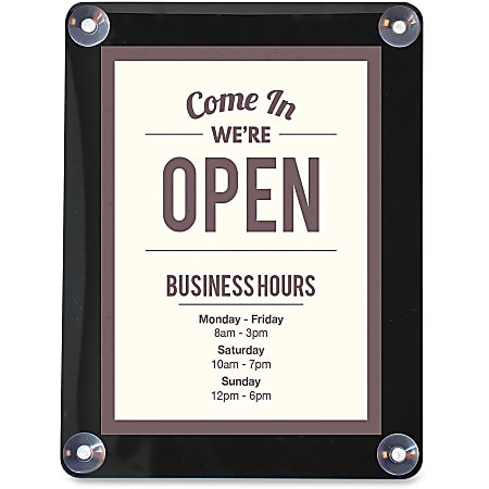 deflecto Double-sided Window Display Sign - 1 Each - Come in, we're open Print/Message - 8.5" Width x 11" Height - Rectangular Shape - UV Resistant, Heat Resistant, Double-sided - Clear