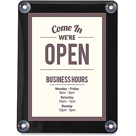 deflecto Double-sided Window Display Sign - Come in, we're open Print/Message - 8.5"x 11" - Rectangular Shape - 899102