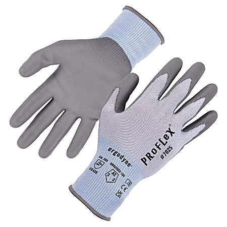 Ergodyne Proflex 7025-12PR PU-Coated Cut-Resistant Gloves, Small, Blue, Pack Of 12 Pairs