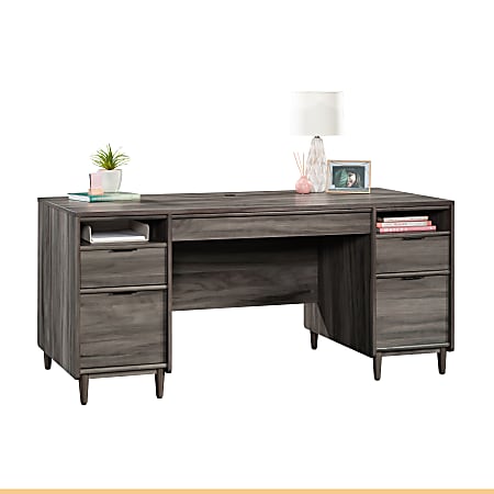 Sauder Clifford Place 66"W Double Pedestal Executive Computer Desk, Jet Acacia®