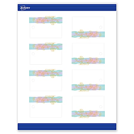 Avery® Printable Tags With Sure Feed® Technology, 2" x 3", Matte White With Watercolor/Gold Leaf Design, Pack Of 80