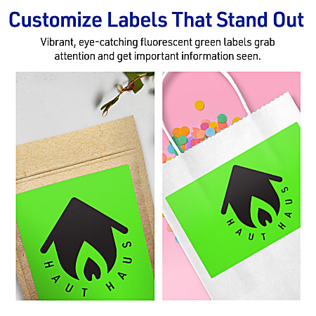 Avery Printable Labels 94229 NGP80 Rectangle 5 12 x 8 12 Matte Neon