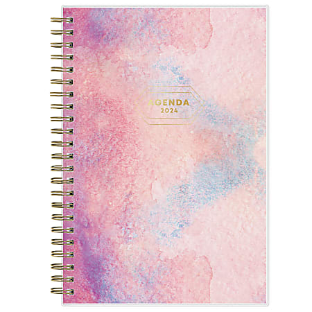 2024 Blue Sky™ Bespoke Frosted Weekly/Monthly Planning Calendar, 5" x 8", Pink, January to December