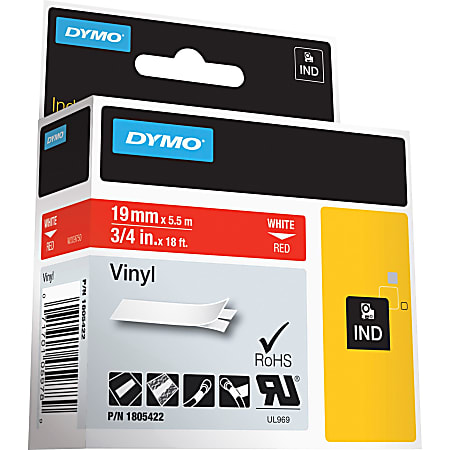 DYMO® Colored 3/4" Vinyl Label Tape, DYM1805422, Permanent