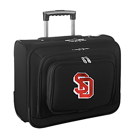 Denco Sports Luggage Rolling Overnighter With 14" Laptop Pocket, South Dakota Coyotes, 14"H x 17"W x 8 1/2"D, Black