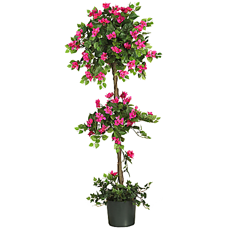 Nearly Natural 5'H Polyester Mini Bougainvillea Topiary With Planter, Green/Pastel