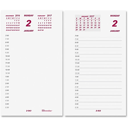Brownline Jumbo Calendar Pad Refill - Daily - 1 Year - January 2018 till December 2018 - 7:00 AM to 6:30 PM - 1 Day Double Page Layout - 6" x 3.50" - White - Paper - Reference Calendar