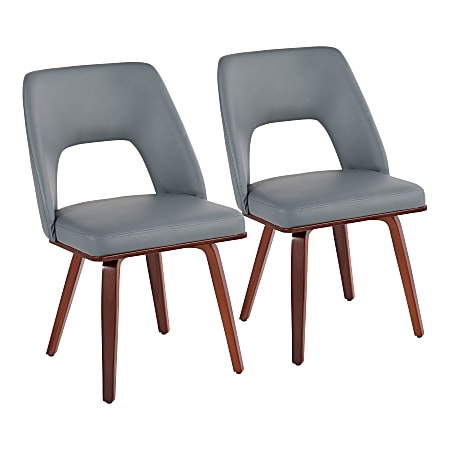 LumiSource Triad Mid-Century Modern Chairs, Gray/Walnut, Set Of
