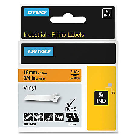 Schriftband Kassette Vinyl schwarz auf gelb 9mm für Dymo Rhino 5200 Rhino 6000 