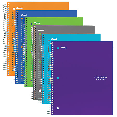 Five Star® Notebook, 8-1/2 x 11", 1 Subject, College Rule, 100 Sheets, Assorted