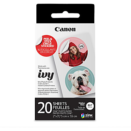 Canon ZINK Photo Paper - Glossy - 1 Each - 20 Sheets - Smudge-free, Water Resistant, Tear Resistant