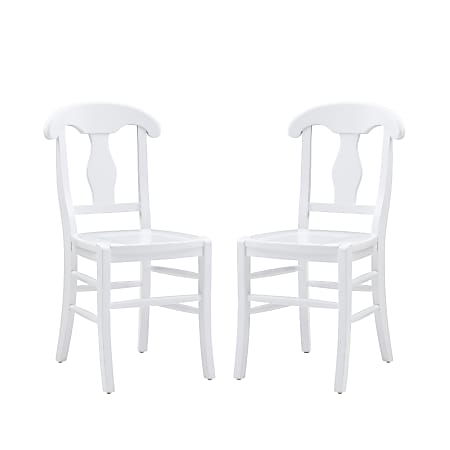 Linon Toub Wood Side Accent Chairs, White, Set Of 2 Chairs