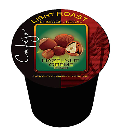 Cafejo® Hazelnut Creme Decaffeinated Single-Serve Coffee Pods, 0.37 Oz, Carton Of 50