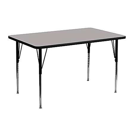 Flash Furniture 48"W Rectangular HP Laminate Activity Table With Standard Height-Adjustable Legs, Gray