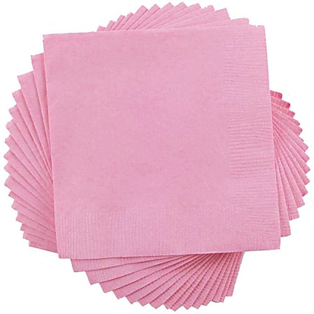 JAM PAPER Small Beverage Napkins - 5 x 5 - Baby Pink Pastel - 40/Pack 