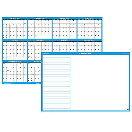 SwiftGlimpse Yearly Wall Planner And Calendar, 24" x 36", January to December 2022