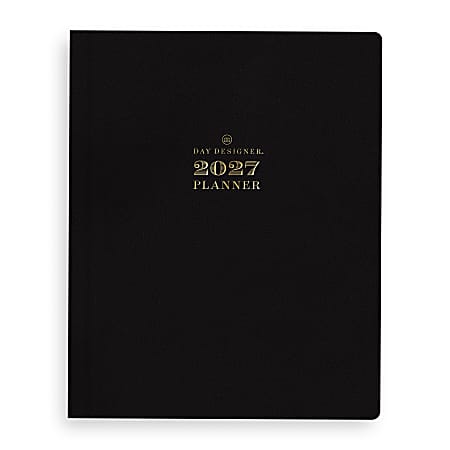 2027 Blue Sky Day Designer Black Faux Leather Weekly/Monthly Planner, 8x10, Bookbound, Faux Leather Cover, Jan-Dec 2027, Qty 1