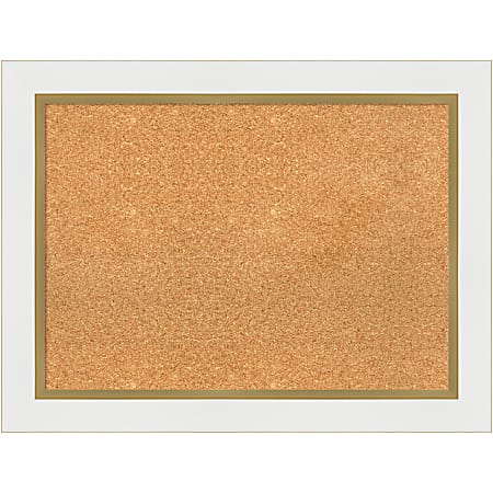 Amanti Art Cork Bulletin Board, 33" x 25", Natural, Eva White Gold Polystyrene Frame