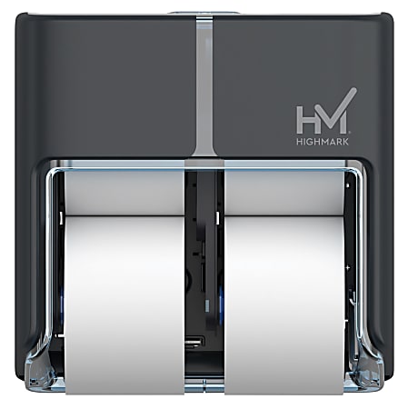 Highmark® High-Capacity Bathroom Tissue Dispenser, 4 Rolls, 12"H x 12-5/8"W x 6-5/8"D, Dark Gray