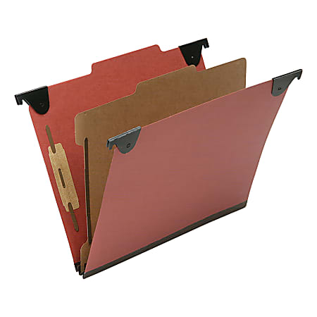SKILCRAFT 2/5 Tab Cut Letter  Hanging Folder, 1" Folder Capacity, 8 1/2"x11", Top Tab Position, 1 Divider, Pack of 10 - NSN6816249