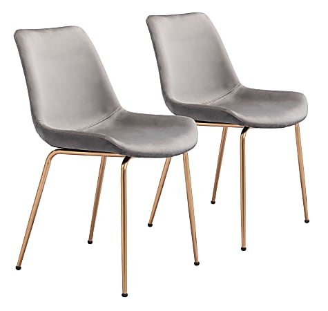 Zuo Modern Tony Dining Chairs, Gray/Gold, Set Of