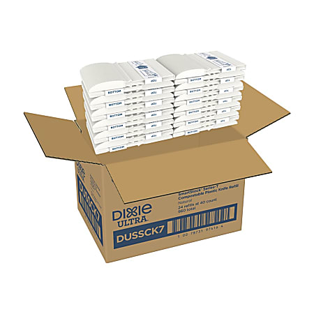 Dixie® TriTower Compostable Knives, White, Box Of 40 Knives, Case Of 24 Boxes