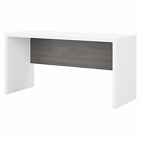 Office by Kathy Ireland® Echo 60"W Credenza Desk, Pure White/Modern Gray, Standard Delivery