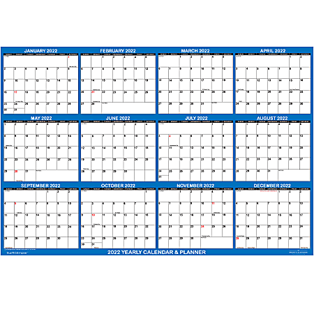 SwiftGlimpse Oversized Erasable Wall Calendar, 48" x 72", Navy, January to December 2022, SG NAVY 48