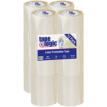 Tape Logic® Acrylic Label Protection Tape, 3" Core, 5" x 72 Yd., Clear, Case Of 12
