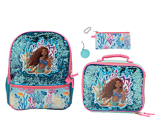 Accessory Innovations 5-Piece Kids' Licensed Backpack Set, Little Mermaid Movie