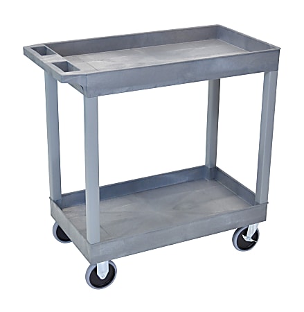 Luxor E-Series 2-Shelf Tub Cart, 35 1/4"H x 32"W x 18"D, Gray