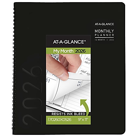 AT-A-GLANCE® Contemporary 2026 Monthly Planner, Black, Large, 9" x 11"