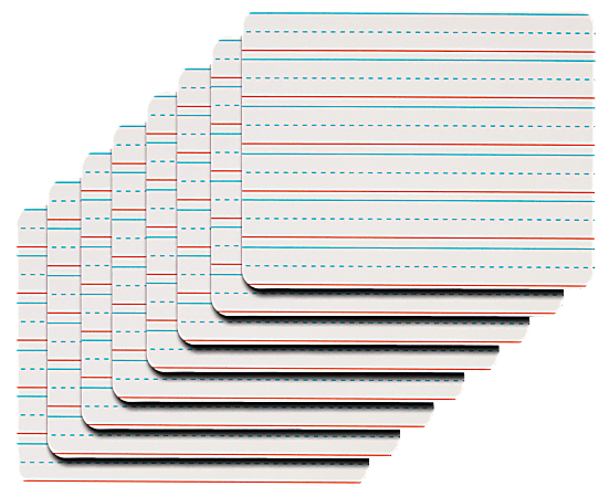 Kleenslate® Rectangular Paddle Replacement Surfaces, 8" x 10", Handwriting Lines, Pack Of 8