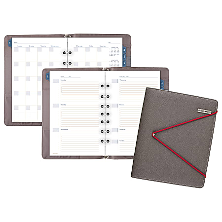 AT-A-GLANCE® Weekly/Monthly Faux Leather Fashion Starter Set Planner, 5 1/2" x 8 1/2", Red