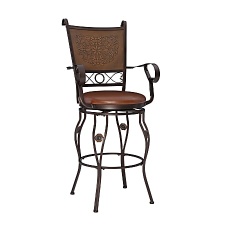 Tall Stamped Back Bar Stool Brownbronze, Big And Tall Bar Stools With Arms