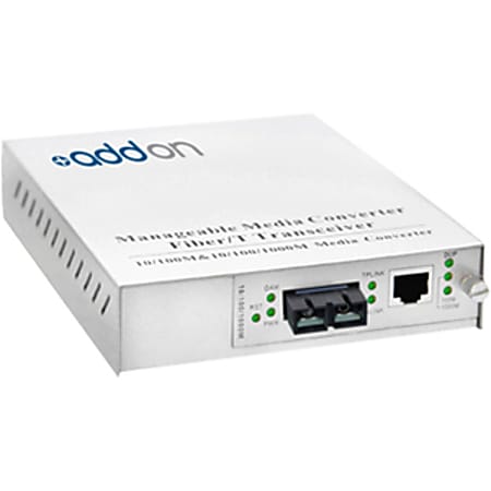 AddOn 10/100/1000Base-TX(RJ-45) to 1000Base-SX(SC) MMF 850nm 550m Managed Media Converter - 100% compatible and guaranteed to work