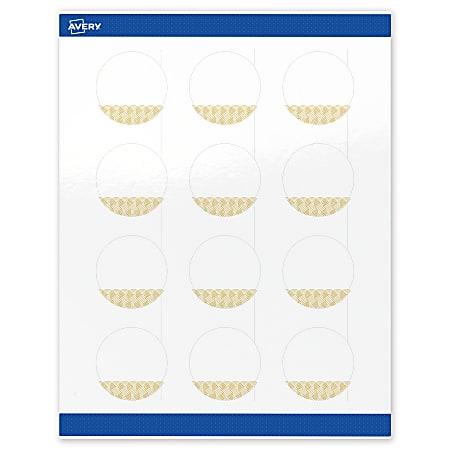 Avery® Printable Labels With Sure Feed® Technology, S00-EWW, Round, 2", Glossy White With Preprinted Gold Lace Trim Pattern, Pack Of 120
