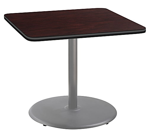 National Public Seating Square Café Table, Round Base, 30"H x 36"W x 36"D, Mahogany/Gray
