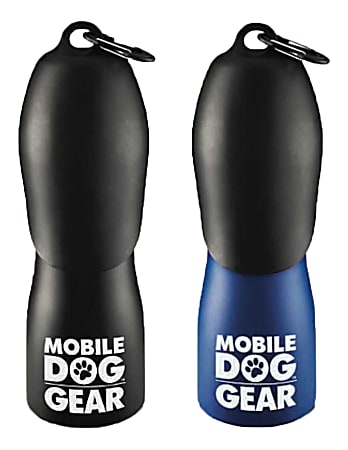 Overland Mobile Dog Gear 25 Oz Stainless Steel Water Bottles, Black/Blue, Pack Of 2 Bottles