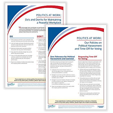 ComplyRight™ Politics At Work Posters, Policy Posters, English, 10" x 14", Pack Of 2 Posters