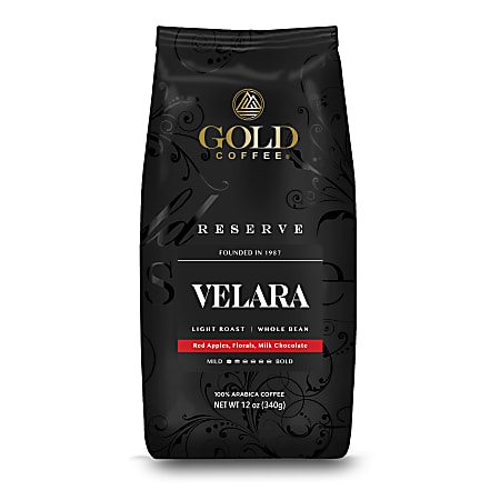 Gold Coffee Company Velara Blend, Whole Bean, 12 Oz, Total Qty 1