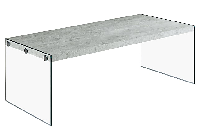 Monarch Specialties Rachel Coffee Table, 16-1/4"H x 44"W x 22"D, Light Gray