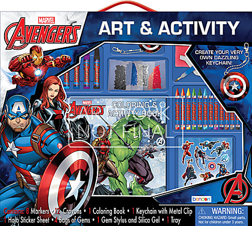 Marvel AVENGERS Coloring & Activity Book + 8 Metallic Crayons