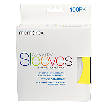 Memorex® CD/DVD Sleeves, Multicolor, Pack Of 100