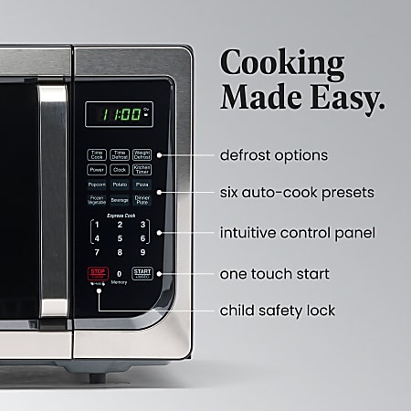 Farberware Classic 0.9 Cu Ft 900 Watt Microwave Oven Stainless SteelBlack FM09SSE ODP Business Solutions