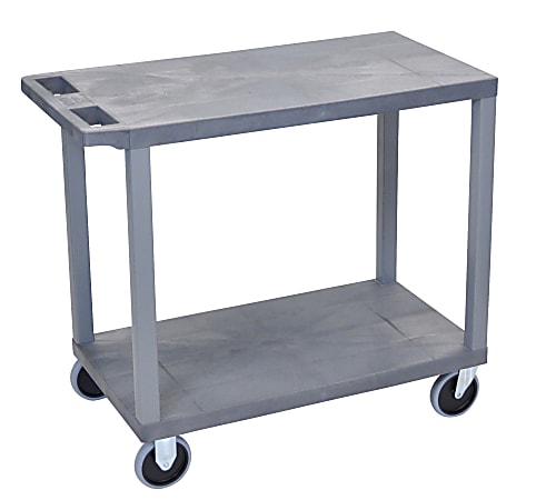 Luxor E-Series Plastic Cart, 2-Shelves, Heavy-Duty, 36 1/4"H x 32"W x 18"D, Gray