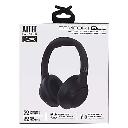 Altec Lansing ComfortQ 2.0 Hybrid ANC Wireless Headphones, Black, MZX772